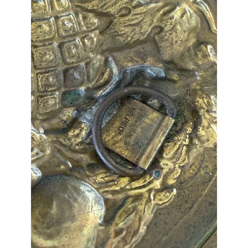 PERCO Brass Fruit Basket Wall Plaque 7in Gold Vintage Pineapple Grapes India